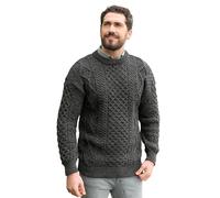 Aran Crafts Irish Soft Cable Knitted Crew Neck Sweater (100% Pure New Wool)