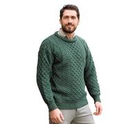 Aran Crafts Irish Soft Cable Knitted Crew Neck Sweater (100% Pure New Wool)
