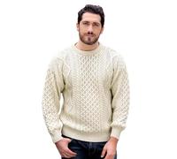 Aran Crafts Irish Soft Cable Knitted Crew Neck Sweater (100% Pure New Wool)