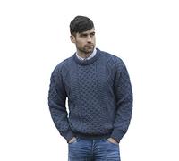 Aran Crafts Irish Soft Cable Knitted Wool Crew Neck Sweater (C1347-MED-CASP)