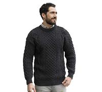 Aran Crafts Irish Soft Cable Knitted Wool Crew Neck Sweater (C1347-SM-CHAR)