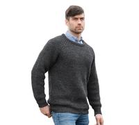 Aran Crafts Men's Fisherman Irish Rib Crew Neck Sweater (100% Pure New Wool)