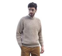 Aran Crafts Men's Fisherman Irish Rib Crew Neck Sweater (100% Pure New Wool)
