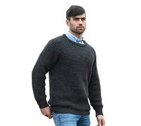 Aran Crafts Men's Fisherman Irish Rib Crew Neck Wool Sweater (C761-LG-CHAR)