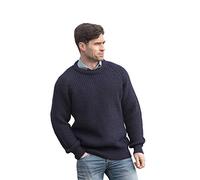 Aran Crafts Men's Fisherman Irish Rib Crew Neck Wool Sweater (C761-MED-NAVY)