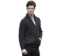 Aran Crafts Men's Irish Cable Knitted Ribbed Shawl Cardigan (SH4627-XXL-CHAR)