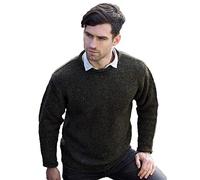 Aran Crafts Men's Irish Cable Knitted Wool Curl Neck Sweater (K4594-XL-GRE)