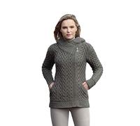 Aran Crafts Women's Cable Knit Wool Comfortable Side Zip Hoodie (HD4916-MED-TUN)