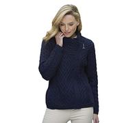 Aran Crafts Women's Irish Cable Knitted Wool Side Zip Cardigan (Z4630-XL-NAVY)