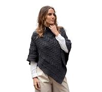 Aran Crafts Women's Irish Soft Cable Knitted Wool Poncho Cape (SH4272-M/L-CHAR)