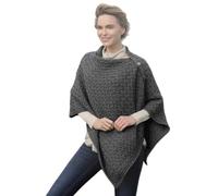 Aran Super Soft Merino Buttoned 3-Ways-to-Wear Cape Charcoal Colour