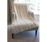 Aran Woollen Mills Couverture tricotée Irlandaise Ultra Douce en Laine mérinos fabriquée en Irlande 106,7 x 162,6 cm