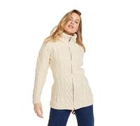 Aran Woollen Mills Irlandaise Cardigan en Laine Merino à Glissière pour Femme (Naturelle, S)