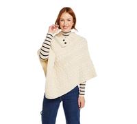 Aran Woollen Mills Poncho Irlandais 100% Laine Mérinos pour Femme Fabriqué en Irlande (Naturel)