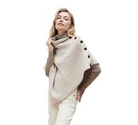 Aran Woollen Mills Poncho Irlandais à Chevrons en Laine Mérinos (Osier/Blanc)