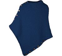 Aran Woollen Mills Poncho irlandais boutonné en laine mérinos ultra-douce, bleu clair, taille unique