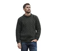Aran Woollen Mills Pull en laine pour homme - Pull de pêcheur fabriqué en Irlande (noir, M), noir