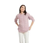 Aran Woollen Mills - Pull irlandais en laine mérinos super douce pour femme Carraig Donn, rose, Taille L