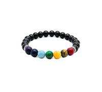 arana's Bracelet 7 chakras pour femme et homme - Pierres naturelles Jaspe rouge, jaune, œil de tigre, aventurine verte, aigue-marine, lapis lazuli, améthyste - Bijoux de guérison protection yoga, 16