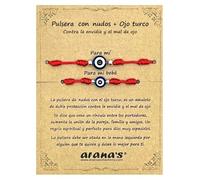 arana's - Bracelet 7 nœuds avec oeil turc femme homme enfants bébés - Pour le mauvais œil - Fil rouge protection énergie négative - Amulette porte-bonheur - Couple famille amis, Ajustable de 11 cm