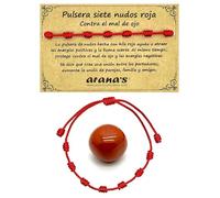 Arana's - Bracelet 7 Nœuds Rouge + Pierre Énergétique Jaspe - Pour Femme Homme - Contre le Mauvais Œil - Fil Protection - Amulette Bonne Chance Couples