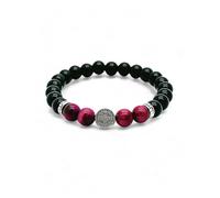 arana's - Bracelet pierres naturelles authentiques - Onyx agate noire tourmaline obsidienne œil de tigre rose - Médaille Saint Benoît - Cadeaux originaux pour femme - Protection du mauvais œil -