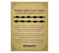 arana's - Bracelet sept noeuds noir femme homme - Fil noir du destin - Protection énergie négative - Amulette porte-bonheur, Desde 15 cm a 28 cm, Nylon