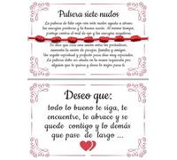 arana's® - Bracelet sept nœuds rouge original contre le mauvais œil - 7 chakras porte-bonheur - Fil rouge protection énergie négative - Cadeau original femme homme couple amis, Desde 11 cm a 28 cm