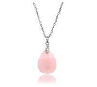 arana's Collier ras du cou avec pendentif quartz rose pour femme - Chaîne en acier inoxydable avec pierre naturelle goutte d'eau - Cristaux et pierres énergétiques - Amulettes porte-bonheur, 50 cm