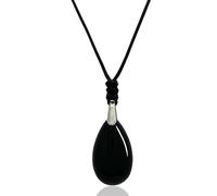 arana's - Pendentif obsidienne femme et homme - Collier réglable avec pierre naturelle goutte d'eau - Cristaux de guérison et pierres énergétiques - Cadeaux originaux, 35 cm ajustable hasta los 75 cm,