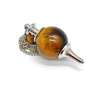 arana's - Pendule divination professionnelle YEUX DE TIGRE - Pendule divinatoire universel de radiesthésie en pierre naturelle et métal - Pour reiki feng-shui tarot wicca ésotérisme (œil tigre)