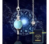arana's - Pendules divination professionnelle TURQUOISE - Pendule radiesthésie universelle en pierre naturelle et métal - Pour tarot reiki feng-shui wicca ésotérisme (Turquese)