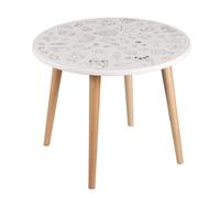 ARANAZ S.L. MANUFACTURAS DE LA MADERA Table « Pintar » avec Dessins et Pieds en pin, Blanc, 50x50x40