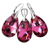 ARANDE Cristaux originaux - Magnifique ensemble de boucles d'oreilles et pendentif en forme de comète rose - Argent sterling 925 - Certificat