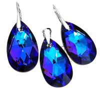 ARANDE Crystals, magnifique ensemble unique de boucles d'oreilles pendentif avec chaîne Helio en argent sterling 925 certificat