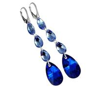 ARANDE Crystals Original Parure de boucles d'oreilles avec pendentif comète bleue en argent sterling 925 brillant