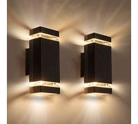 Aranzyec Lot de 2 appliques murales d'extérieur en aluminium GU10 35 W maximum - Étanche IP54 - Pour terrasse, jardin, couloir, balcon, porche, poteau, allée