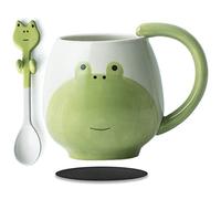 Arawat Funny Mug Tazza Da Caffè Carina Tazza Di Rana Grande Tazza Da Tè In Ceramica Con Cucchiaio e Sottobicchiere 420 Ml Tazza Da Caffè Tazza Divertente Tazza Da Caffè Espresso