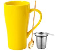 Arawat Grande Tazza Da 500 Ml Con Filtro - Ceramica Originale Xxl per Caffè e Tè - Regalo Di Compleanno Carino (Giallo)