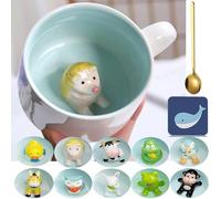 Arawat Hedgehog Mug Regalo Divertente Tazza Da Caffè 3d Animal Mug In Ceramica Carina Tazza Da Tè Da 350 Ml Con Cucchiaio e Sottobicchiere Di Natale Tazza Da Tè Carino Regalo Di Compleanno