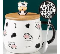 Arawat Mucca Mug Con Coperchio Mucca Mug Regalo Divertente Tazza Di Caffè 400 Ml Tazza Di Tè In Ceramica Natale Carino Mucca Tè Caffè Mugs Dolce Regalo Di Compleanno Per Le Donne Uomini Fidanzato