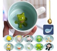 Arawat Mug Rana Mug Animali 3d Con Figura Di Rana All'Interno Mug Rana 350 Ml Con Cucchiaio Rana Regalo Tazza Caffè Tè Carino Regali Tazza Rana Regalo Di Compleanno Per Fidanzati Ragazzi Donne