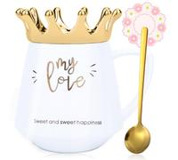 Arawat My Love Mug Con Coperchio Tazza Dolce Bianca Con Corona Tazza Da Caffè Tazza Da Tè In Ceramica Da 350 Ml Regalo Di Compleanno Per Donne Ragazze Mamma Fidanzata
