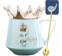 Arawat Queen Of Everything Tazza Con Coperchio Corona 350 Ml Regina Elisabetta Tazza Regalo Tazza Blu In Ceramica Regalo Di Compleanno Per 20 30 40 50 60 70 80 90 Donne Regalo Per Fidanzata Ragazza