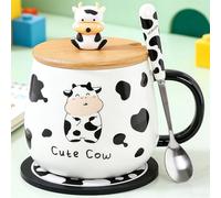 Arawat Tazza Di Mucca Con Coperchio Regalo Di Mucca Divertente Tazza Da Caffè 400 Ml In Ceramica Tazza Da Tè Natale Carino Cow Tè Tazze Da Caffè Dolce Regalo Di Compleanno Per Donne Uomini Ragazzi