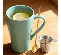 Arawat Tazza Grande 500 Ml Tazza Di Tè Con Filtro Xxl Tazza Di Caffè Tazza Di Tè In Ceramica Verde Originale 500 Ml Tazza Di Caffè Regalo Di Compleanno Carino Tè Tazza Di Caffè (Giallo)