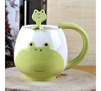 Arawat Tazza Rana Divertente Tazza Caffè Carina Tazza Tè Rana In Ceramica Con Cucchiaio e Sottobicchiere Tazza Caffè 420ml Tazza Rana Tazza Caffè Espresso Tazza Cappuccino Regalo Di Compleanno