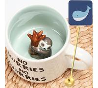 Arawat Tazzine Da Caffè Divertente Tazze Da Tè In Ceramica 350ml Mug Colazione Tazze Da Cappuccino Simpatiche Con Cucchiai e Sottobicchiere Tazza Espresso Di Alta Qualità Regalo Per Natale