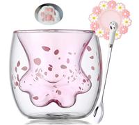 Arawat Verres à Double Paroi Patte De Chat Verre Chats Tasse De Noël Verres à Café à Double Paroi Verres à Thé Tasses Tasses à Café Verres De Noël Cadeau Pour Les Femmes