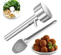 Arazooyi Pelle à falafel avec spatule, outil professionnel en acier inoxydable de qualité alimentaire et non collant, moule à fellons en acier inoxydable